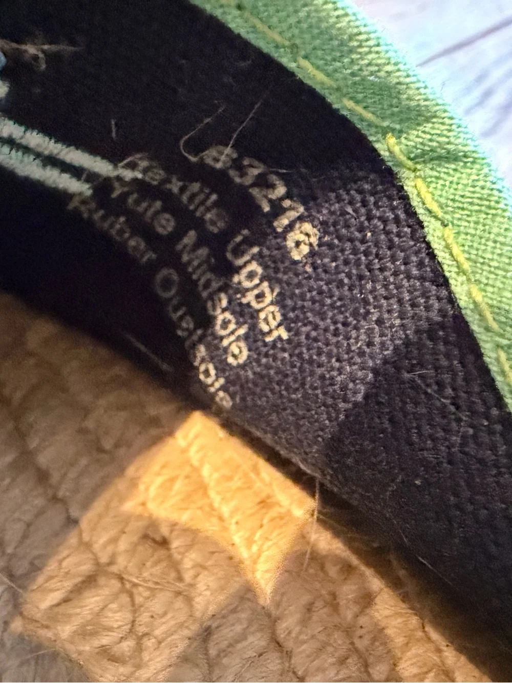 J. Crew Black Canvas Espadrille Mules with Green Trim & Dragonfly Embroidery